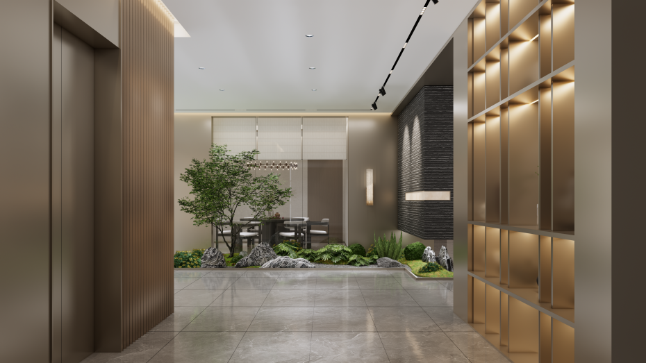 電梯廳辦公室裝修設(shè)計-文豐裝飾