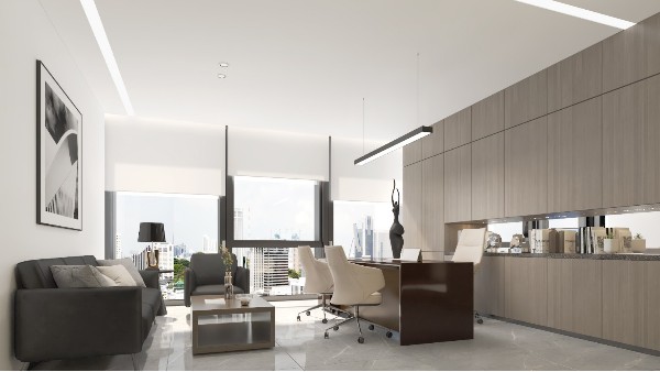 中式辦公室裝修設計簡單的裝飾概念